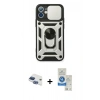 MARSİLYAN™- iPhone 11 Kılıf Ahenk Klasik - Şeffaf Royal Nano Ekran Koruyucu + Pers Alüminyum Kamera Lens - LT