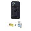 MARSİLYAN™- iPhone 11 Kılıf Ahenk Klasik - Şeffaf Royal Nano Ekran Koruyucu + Rainbow Kamera Lens Koruma Cam - KI
