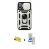 MARSİLYAN™- iPhone 11 Kılıf Ahenk Klasik - Şeffaf Royal Nano Ekran Koruyucu + Rainbow Kamera Lens Koruma Cam - KI