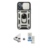 MARSİLYAN™- iPhone 11 Kılıf Ahenk Klasik - Şeffaf Royal Nano Ekran Koruyucu + Raze Metal Kamera Lens - GS