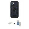 MARSİLYAN™- iPhone 11 Kılıf Ahenk Klasik - Şeffaf Royal Nano Ekran Koruyucu + Renkli Kamera Lens Koruma Cam - SI
