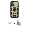 MARSİLYAN™- iPhone 11 Kılıf Ahenk Klasik - Şeffaf Royal Nano Ekran Koruyucu + Renkli Kamera Lens Koruma Cam - SI
