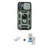 MARSİLYAN™- iPhone 11 Kılıf Ahenk Klasik - Şeffaf Royal Nano Ekran Koruyucu + Renkli Kamera Lens Koruma Cam - SI