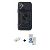 MARSİLYAN™- iPhone 11 Kılıf Ahenk Klasik - Şeffaf Royal Nano Ekran Koruyucu + Renkli Kamera Lens Koruma Cam - SI