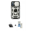 MARSİLYAN™- iPhone 11 Kılıf Ahenk Klasik - Şeffaf Royal Nano Ekran Koruyucu + Kamera Lens Koruma Cam - SF