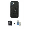 MARSİLYAN™- iPhone 11 Kılıf Ahenk Klasik - Şeffaf Royal Nano Ekran Koruyucu + PVD Metal Kamera Lens - SH