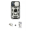 MARSİLYAN™- iPhone 11 Kılıf Ahenk Klasik - Şeffaf Uv Polymer Nano Ekran Koruyucu + Pers Alüminyum Kamera Lens - GD