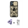 MARSİLYAN™- iPhone 11 Kılıf Ahenk Klasik - Şeffaf Uv Polymer Nano Ekran Koruyucu + Raze Metal Kamera Lens - MR