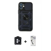 MARSİLYAN™- iPhone 11 Kılıf Ahenk Klasik - Şeffaf Uv Polymer Nano Ekran Koruyucu + PVD Metal Kamera Lens - MI