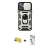 MARSİLYAN™- iPhone 11 Kılıf Ahenk Klasik - Şeffaf Uv Polymer Nano Ekran Koruyucu + Rainbow Kamera Lens Koruma Cam - KI