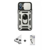 MARSİLYAN™- iPhone 11 Kılıf Ahenk Klasik - Şeffaf Uv Polymer Nano Ekran Koruyucu + Raze Metal Kamera Lens - GS