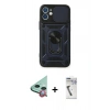 MARSİLYAN™- iPhone 11 Kılıf Ahenk Klasik - Şeffaf Uv Polymer Nano Ekran Koruyucu + Raze Metal Kamera Lens - KI