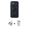 MARSİLYAN™- iPhone 11 Kılıf Ahenk Klasik - Şeffaf Uv Polymer Nano Ekran Koruyucu + Raze Metal Kamera Lens - GS