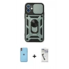 MARSİLYAN™- iPhone 11 Kılıf Ahenk Klasik - Şeffaf Uv Polymer Nano Ekran Koruyucu + Neon Fosforlu Kamera Lens - TU