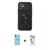 MARSİLYAN™- iPhone 11 Kılıf Ahenk Klasik - Şeffaf Uv Polymer Nano Ekran Koruyucu + Neon Fosforlu Kamera Lens - TU