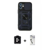 MARSİLYAN™- iPhone 11 Kılıf Ahenk Klasik - Şeffaf Uv Polymer Nano Ekran Koruyucu + PVD Metal Kamera Lens - TU