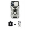 MARSİLYAN™- iPhone 11 Kılıf Ahenk Klasik - Şeffaf Uv Polymer Nano Ekran Koruyucu + PVD Metal Kamera Lens - TU