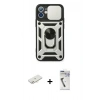 MARSİLYAN™- iPhone 11 Kılıf Ahenk Klasik - Şeffaf Uv Polymer Nano Ekran Koruyucu + Renkli Kamera Lens Koruma Cam - YL