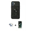 MARSİLYAN™- iPhone 11 Kılıf Ahenk Klasik - Siyah 360 Mat Full Body Arka Koruyucu + Pers Alüminyum Kamera Lens - GI