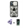 MARSİLYAN™- iPhone 11 Kılıf Ahenk Klasik - Siyah 360 Mat Full Body Arka Koruyucu + Raze Metal Kamera Lens - MR