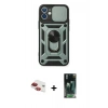 MARSİLYAN™- iPhone 11 Kılıf Ahenk Klasik - Siyah 360 Mat Full Body Arka Koruyucu + Pers Alüminyum Kamera Lens - KI