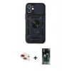 MARSİLYAN™- iPhone 11 Kılıf Ahenk Klasik - Siyah 360 Mat Full Body Arka Koruyucu + Pers Alüminyum Kamera Lens - KI