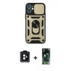 MARSİLYAN™- iPhone 11 Kılıf Ahenk Klasik - Siyah 360 Mat Full Body Arka Koruyucu + PVD Metal Kamera Lens - SH