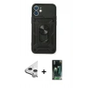 MARSİLYAN™- iPhone 11 Kılıf Ahenk Klasik - Siyah 360 Mat Full Body Arka Koruyucu + Raze Metal Kamera Lens - GS