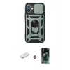 MARSİLYAN™- iPhone 11 Kılıf Ahenk Klasik - Siyah 360 Mat Full Body Arka Koruyucu + Renkli Kamera Lens Koruma Cam - PE