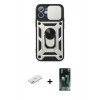 MARSİLYAN™- iPhone 11 Kılıf Ahenk Klasik - Siyah 360 Mat Full Body Arka Koruyucu + Renkli Kamera Lens Koruma Cam - PE