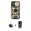 MARSİLYAN™- iPhone 11 Kılıf Ahenk Klasik - Siyah 360 Mat Full Body Arka Koruyucu + Kamera Lens Koruma Cam - SF