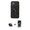 MARSİLYAN™- iPhone 11 Kılıf Ahenk Klasik - Siyah 360 Mat Full Body Arka Koruyucu + Kamera Lens Koruma Cam - SF