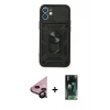MARSİLYAN™- iPhone 11 Kılıf Ahenk Klasik - Siyah 360 Mat Full Body Arka Koruyucu + Raze Metal Kamera Lens - SH