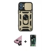 MARSİLYAN™- iPhone 11 Kılıf Ahenk Klasik - Siyah 360 Mat Full Body Arka Koruyucu + Raze Metal Kamera Lens - SH