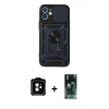 MARSİLYAN™- iPhone 11 Kılıf Ahenk Klasik - Siyah 360 Mat Full Body Arka Koruyucu + PVD Metal Kamera Lens - TU