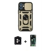 MARSİLYAN™- iPhone 11 Kılıf Ahenk Klasik - Siyah 360 Mat Full Body Arka Koruyucu + PVD Metal Kamera Lens - TU