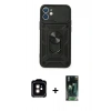 MARSİLYAN™- iPhone 11 Kılıf Ahenk Klasik - Siyah 360 Mat Full Body Arka Koruyucu + PVD Metal Kamera Lens - TU