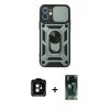 MARSİLYAN™- iPhone 11 Kılıf Ahenk Klasik - Siyah 360 Mat Full Body Arka Koruyucu + PVD Metal Kamera Lens - TU
