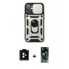 MARSİLYAN™- iPhone 11 Kılıf Ahenk Klasik - Siyah 360 Mat Full Body Arka Koruyucu + PVD Metal Kamera Lens - TU