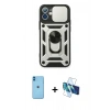 MARSİLYAN™- iPhone 11 Kılıf Ahenk Klasik - Siyah 3D Antistatik Cam Ekran Koruyucu + Neon Fosforlu Kamera Lens - MI
