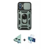 MARSİLYAN™- iPhone 11 Kılıf Ahenk Klasik - Siyah 3D Antistatik Cam Ekran Koruyucu + Raze Metal Kamera Lens - MI