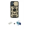 MARSİLYAN™- iPhone 11 Kılıf Ahenk Klasik - Siyah 3D Antistatik Cam Ekran Koruyucu + Renkli Kamera Lens Koruma Cam - SI