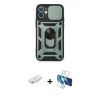 MARSİLYAN™- iPhone 11 Kılıf Ahenk Klasik - Siyah 3D Antistatik Cam Ekran Koruyucu + Renkli Kamera Lens Koruma Cam - SI