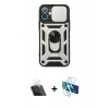 MARSİLYAN™- iPhone 11 Kılıf Ahenk Klasik - Siyah 3D Antistatik Cam Ekran Koruyucu + Kamera Lens Koruma Cam - SF