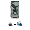 MARSİLYAN™- iPhone 11 Kılıf Ahenk Klasik - Siyah 3D Antistatik Cam Ekran Koruyucu + Kamera Lens Koruma Cam - SF