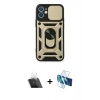 MARSİLYAN™- iPhone 11 Kılıf Ahenk Klasik - Siyah 3D Antistatik Cam Ekran Koruyucu + Kamera Lens Koruma Cam - SF