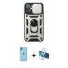 MARSİLYAN™- iPhone 11 Kılıf Ahenk Klasik - Siyah 3D Antistatik Cam Ekran Koruyucu + Neon Fosforlu Kamera Lens - TU