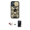 MARSİLYAN™- iPhone 11 Kılıf Ahenk Klasik - Siyah 3D Antistatik Hayalet Cam Ekran Koruyucu + Pers Alüminyum Kamera Lens - KI