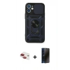 MARSİLYAN™- iPhone 11 Kılıf Ahenk Klasik - Siyah 3D Antistatik Hayalet Cam Ekran Koruyucu + Pers Alüminyum Kamera Lens - KI
