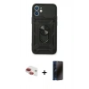 MARSİLYAN™- iPhone 11 Kılıf Ahenk Klasik - Siyah 3D Antistatik Hayalet Cam Ekran Koruyucu + Pers Alüminyum Kamera Lens - KI